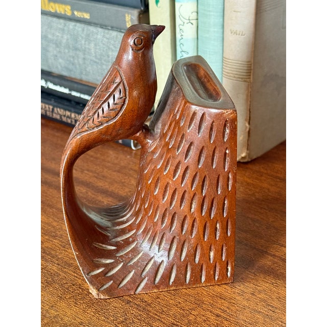 1990s Carved Wooden Bird Bookend, a Single For Sale - Image 4 of 7