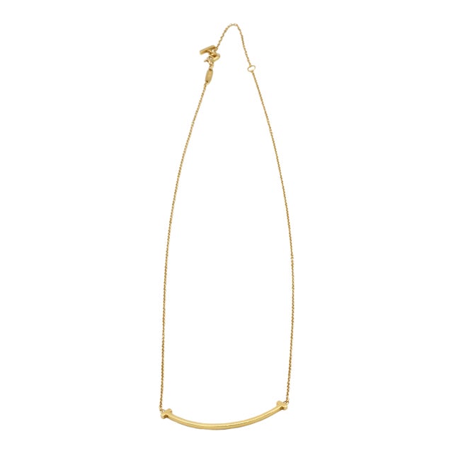 Tiffany & Co. 18k (750) Solid Yellow Gold T Smile Pendant Necklace For Sale