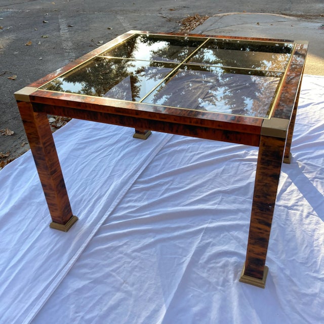 Mid-Century Modern Lucite Glass Panel End Table in Faux Tortoiseshell For Sale - Image 3 of 12