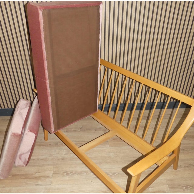 Mid-Century Modernist 2-Seater Sofa in Light Wood, 1960s For Sale - Image 9 of 11