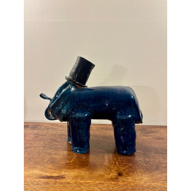 Vintage American Studio Pottery Folk Art Elephant Sculpture, Signed For Sale In Miami - Image 6 of 10
