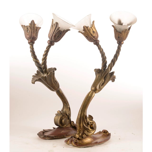 Italian Giltwood Sconces, 1980s, Set of 2 For Sale - Image 4 of 10