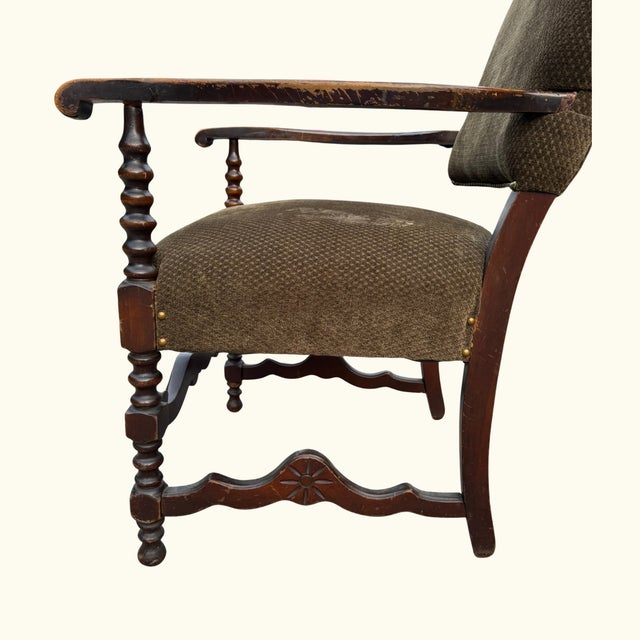 1930s Carved Armchair – Antique Wood Library Chair For Sale - Image 11 of 14