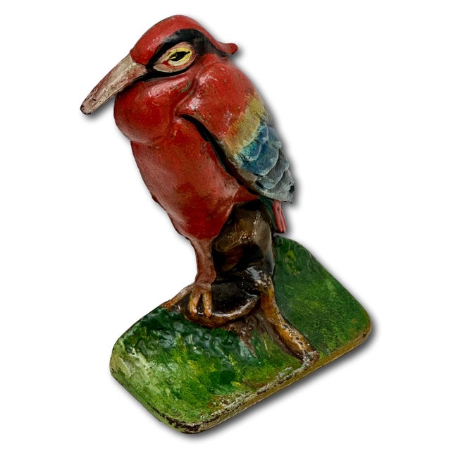 Metal Outstanding & Rare Antique Beautifully Hand Painted Albany Foundry Cast Iron Heron Doorstop Circa 1920s For Sale - Image 7 of 18