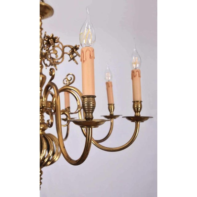 Antique German Brass Chandelier For Sale - Image 4 of 6