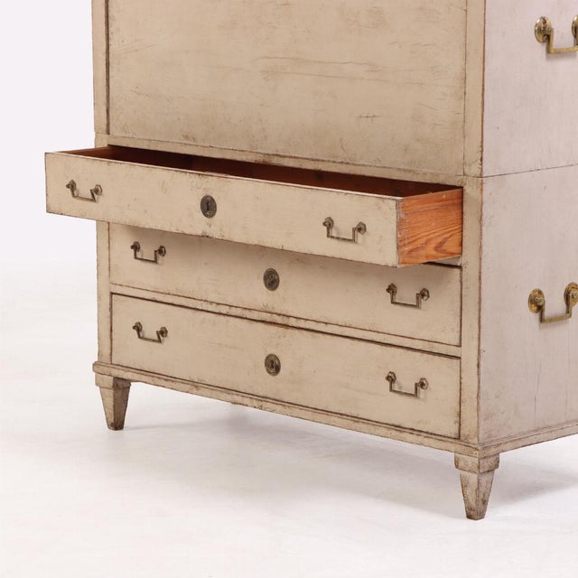 A Swedish Gustavian Painted Fall Front Desk, C. 1820. For Sale - Image 4 of 7