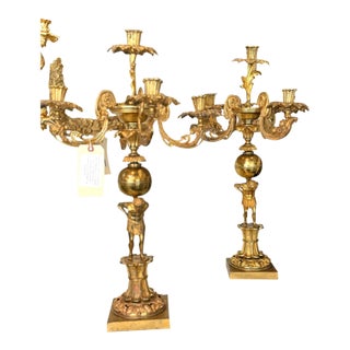 Pair of h.n. Hooper & Co. Gilt Brass Figural Atlas Candelabra, Circa 1840 For Sale