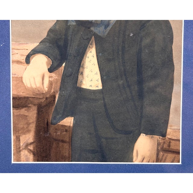 Late 19th Century Antique Framed Watercolor Portrait of Young Boy For Sale - Image 5 of 15