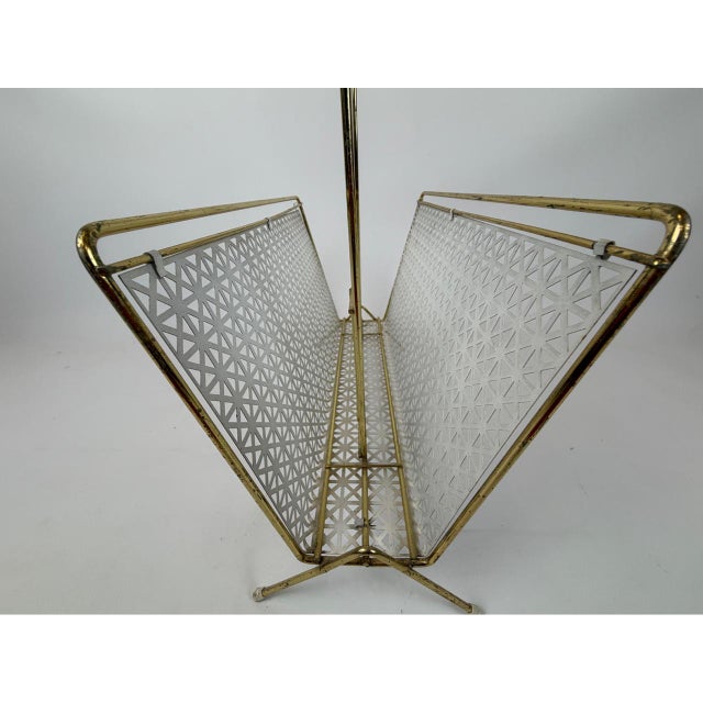 Mid-Century Modern Magazine Rack with Bamboo Handle, 1960s For Sale - Image 4 of 9