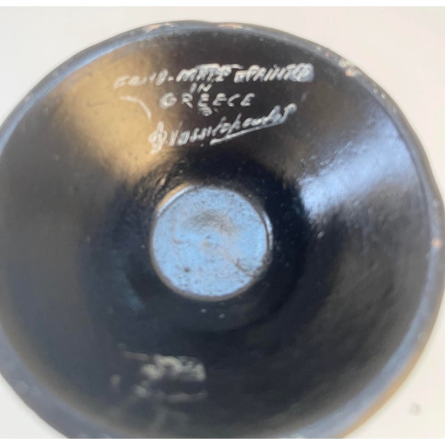 Vintage Neoclassical Black Greek Amphora Vase For Sale - Image 9 of 9