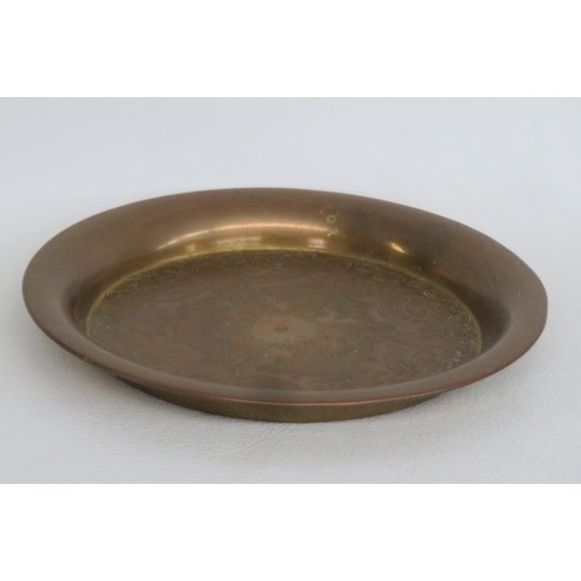Brass Decorative Small Plate Trinket Tray Dish With Engraved Floral Design 5096b For Sale - Image 14 of 14
