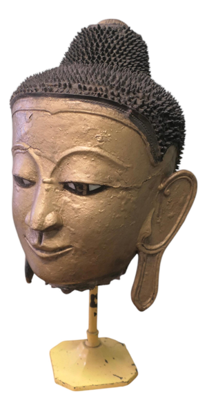 Burmese Buddha Head in Gilt Dry Lacquer