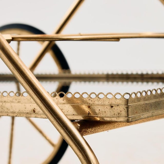 French Brass-Framed Trolley from Maison Jansen, 1960s For Sale - Image 6 of 12