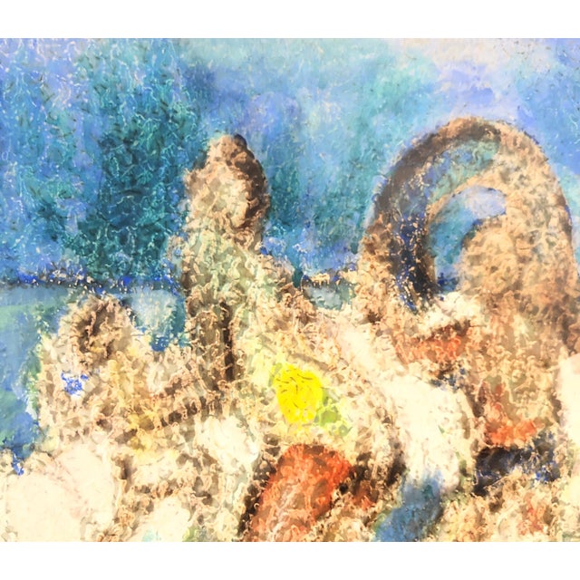 Modernist beach scene; signed lower right; image size is 11.5 x 8.5 inches, framed it measures Ruth Gikow (January 6, 1915...