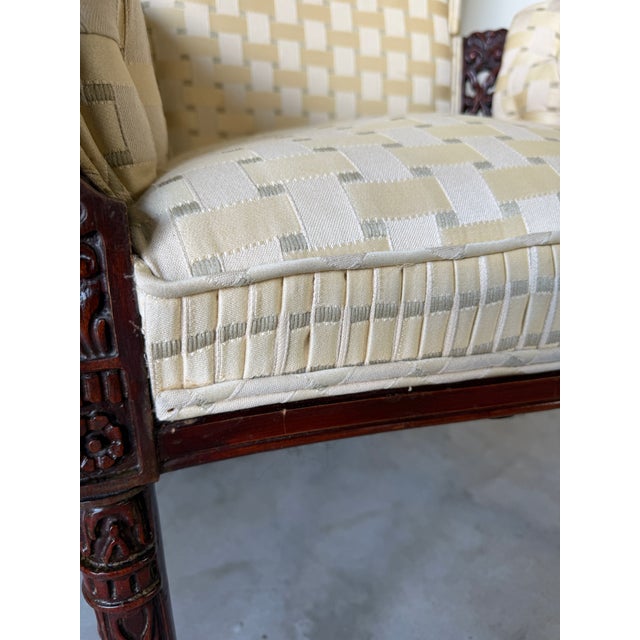 Vintage Regency Revival Carved Wood Armchairs – A Pair For Sale - Image 13 of 17