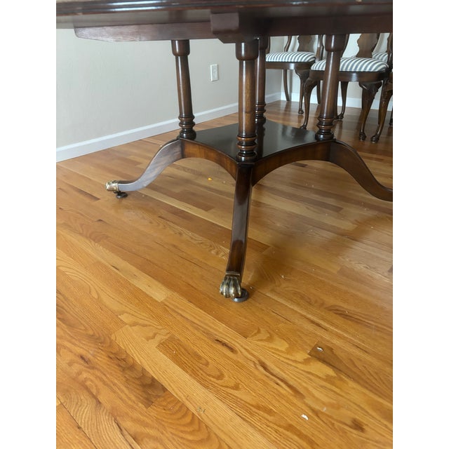 Vintage Handcrafted in England Mahogany Pedestal Dining Table For Sale - Image 4 of 4