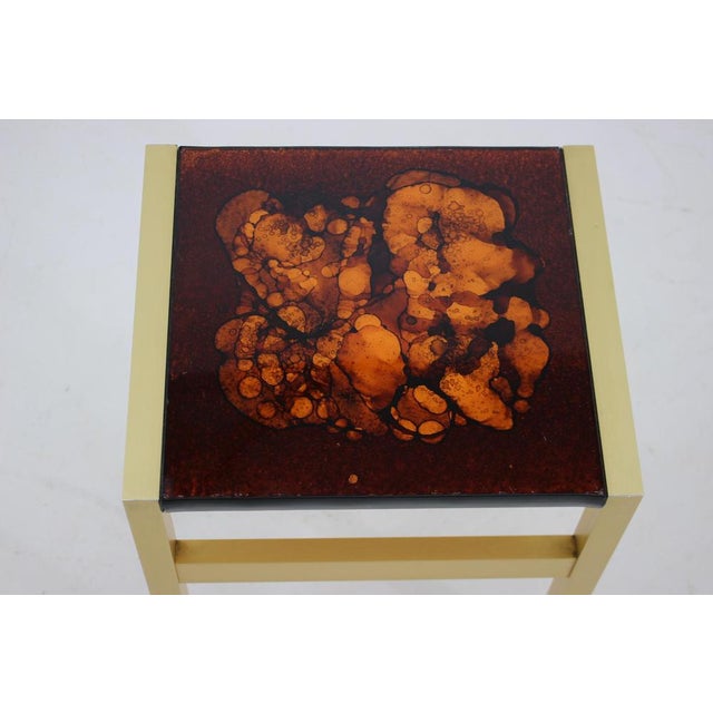 Glass Italian Brass and Glass Side Table, 1960s For Sale - Image 7 of 15