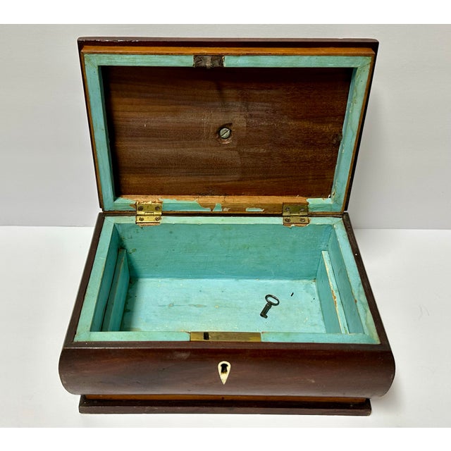 Wood Antique Mid-Late 19th Century Wood Victorian Tea Caddy Chest/Box With Key For Sale - Image 7 of 12