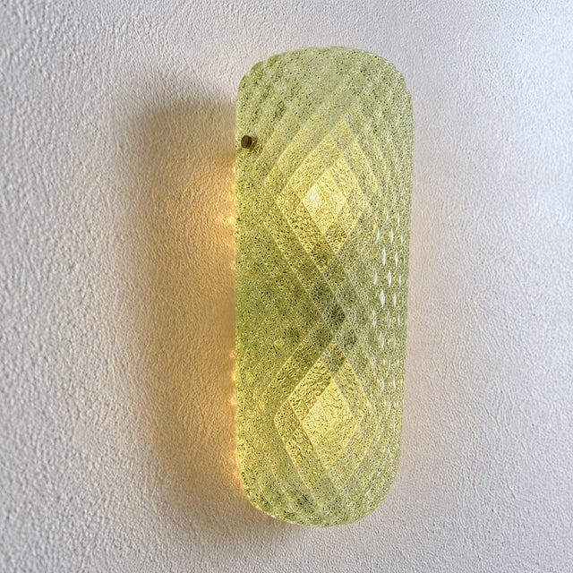 Set of Two Mid-Century Modern Green "Graniglia" Rombus Murano Glass Wall Sconces For Sale - Image 10 of 10