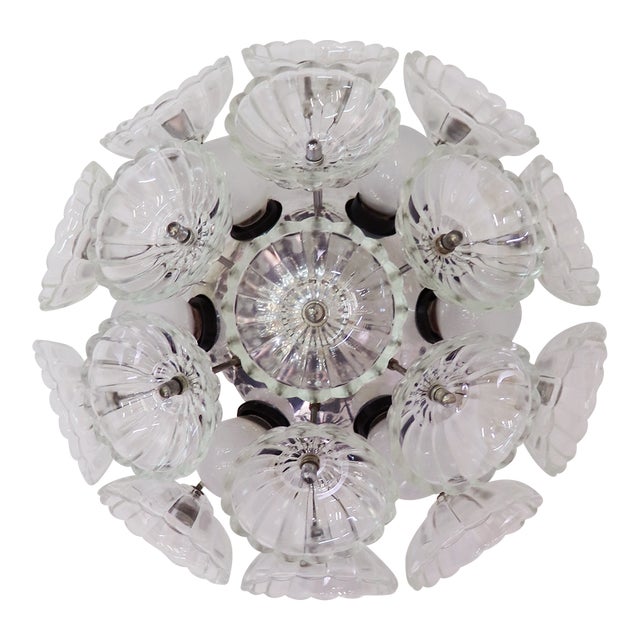 German Glass and Metal Sunburst Sconces from VEB Leuchten, 1960s, Set of 2 For Sale