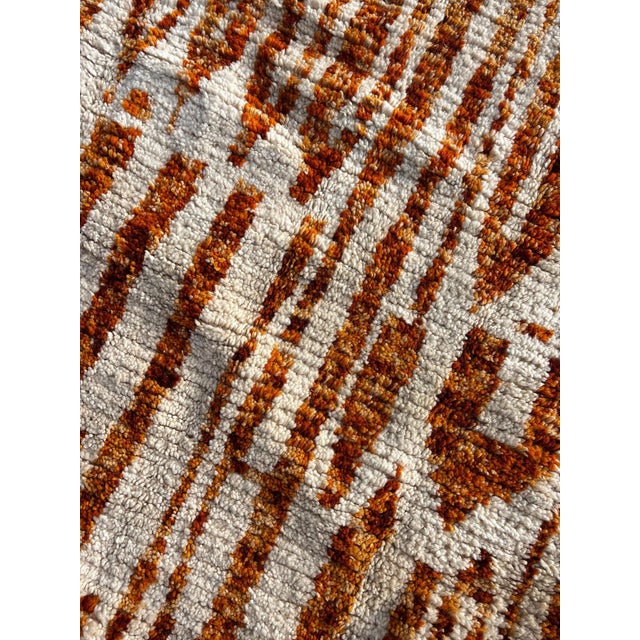 Cream Ivory and Orange Striped Rug For Sale - Image 8 of 9