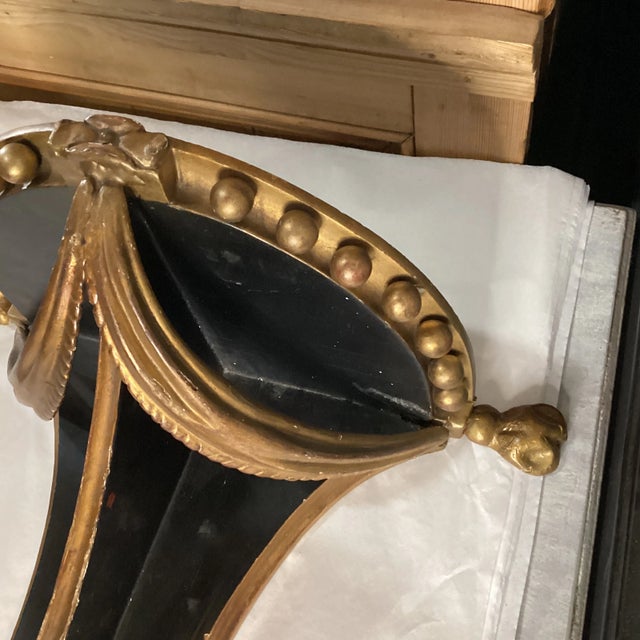 Pair of Mid 20th Century Black & Gold Carved Wood Italian Shelves For Sale In Atlanta - Image 6 of 12