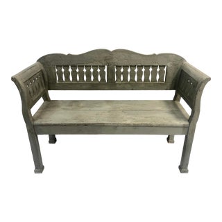 Antique Belgian Gray Painted Bench For Sale