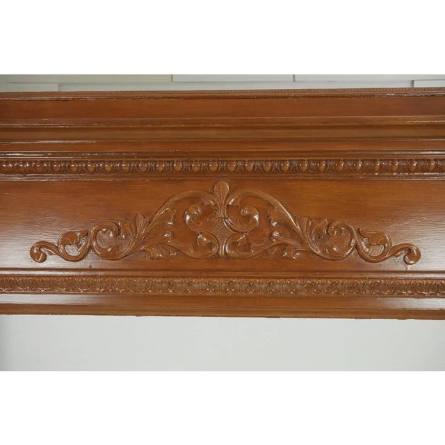 Vintage Victorian Full Size Wooden Mantel With Mirror For Sale - Image 4 of 9