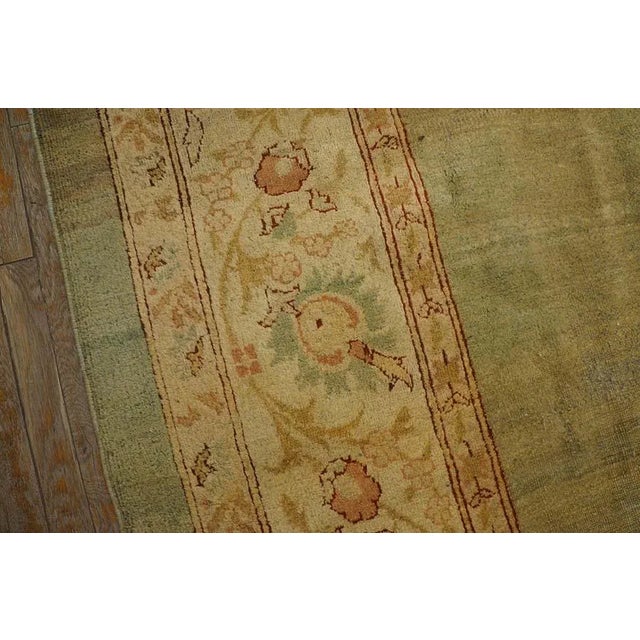 Textile 1900s Ligth Green Medallion Antique N. Indian Amritsar Carpet 9'2" X 11'8" Knotted Wool Rug For Sale - Image 7 of 12