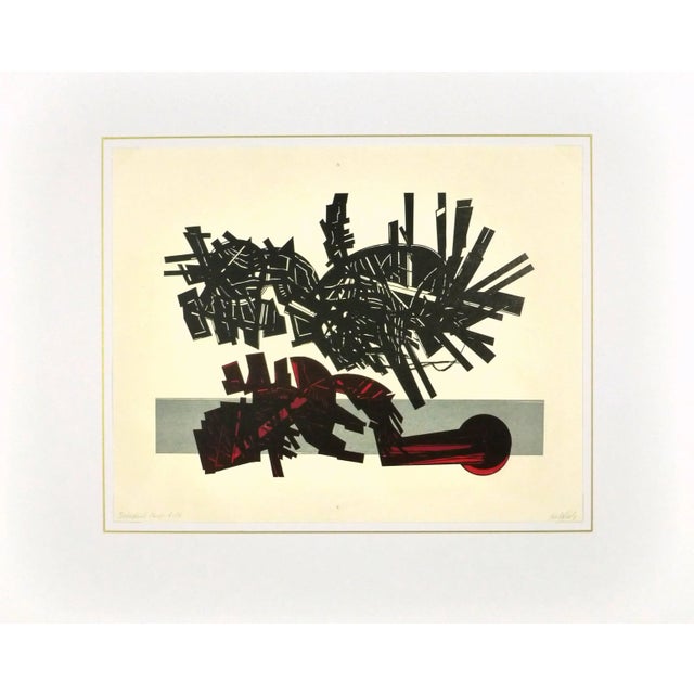 Hintschuts, Vintage Red, Black, and Gray Lithograph - Geometric Shaped Abstract For Sale - Image 4 of 5
