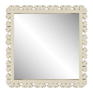 Fleur Home Audubon Bamboo Sticks Square Mirror in Delaware Putty, 50.5x50.5 For Sale
