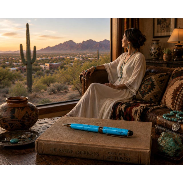 Turquoise Pen Gemstone Ballpoint Southwest American For Sale - Image 4 of 10