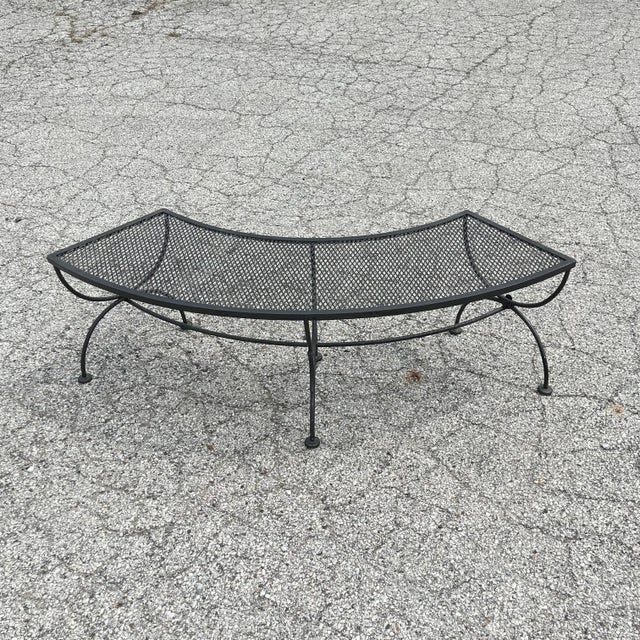 Mid 20th Century Woodard Round Patio Table with Three Benches, Attributed For Sale In Chicago - Image 6 of 11