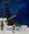 Still life with peacock and bottles, oil on canvas, bears signature of artist Oidentifirad Konstnär. Framed in a white...