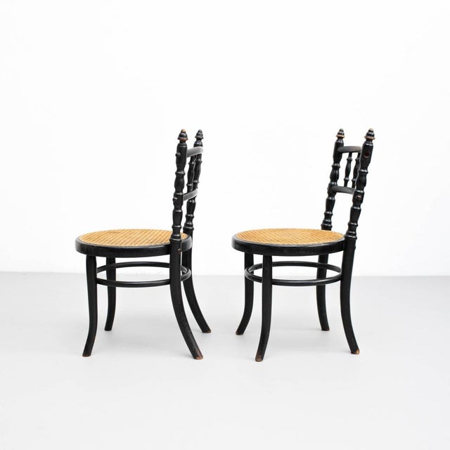 Set of Early 20th Century Rattan and Wood Chairs For Sale - Image 5 of 18