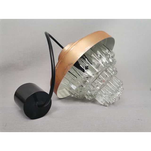 1960s Mid-Century Modern Clear Glass and Metallic Copper Colored Aluminum Hanging Lamp, 1960s For Sale - Image 5 of 14