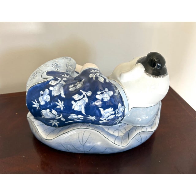 Chinese Sleeping Man Ceramic Figurine For Sale - Image 4 of 5
