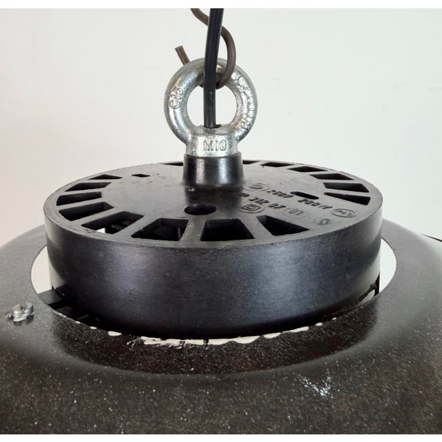 1960s Industrial Grey Enamel Pendant Lamp with Milk Glass from Elektrosvit, 1960s For Sale - Image 5 of 18