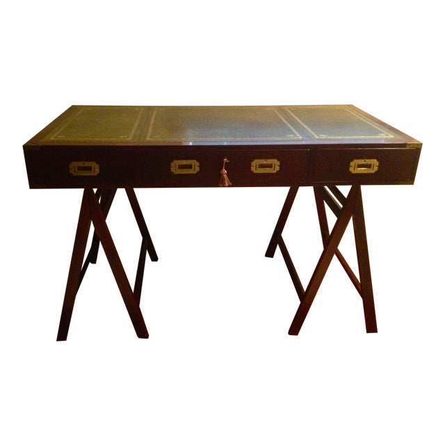 Vintage British Campaign Mahogany Tooled Leather Top Desk Chairish