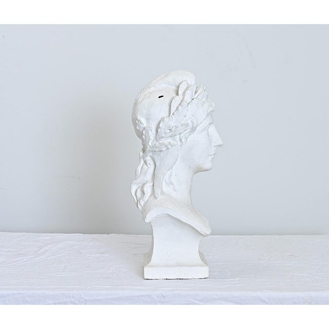 French Vintage Plaster Bust of a Woman in Laurel Leaf Crown For Sale In Baton Rouge - Image 6 of 8