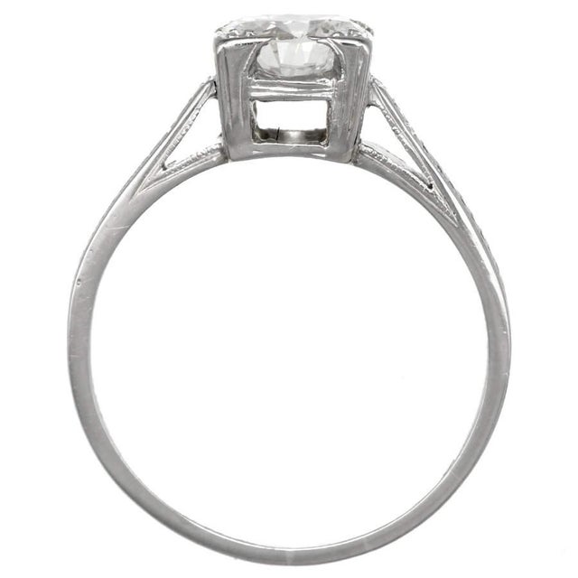 18KW Art Deco Diamond (.83) Engagement Ring For Sale - Image 4 of 5