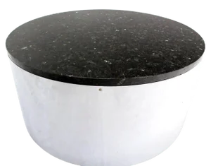 20th Century Modern Round Cylinder Shape Chrome and Granite Top Coffee Table