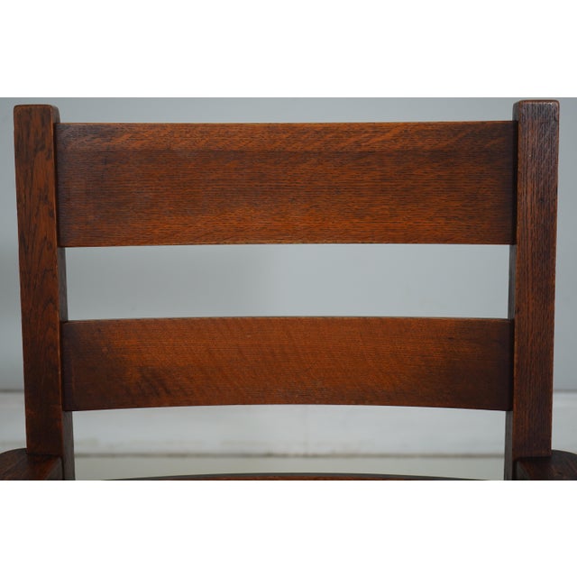 1900 - 1909 Stickley Brothers Antique Mission Oak Small Rocking Chair For Sale - Image 5 of 18