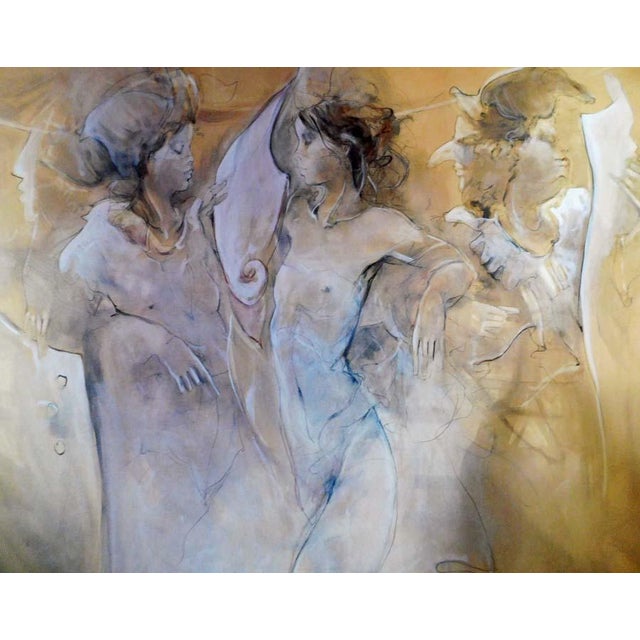 Impressionist Jurgen Gorg "Ensemble Iv" Acrylic on Canvas Custom Framed Hand Signed For Sale - Image 3 of 7