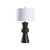 This ceramic lamp features a sculptural form and a matte black finish, combining artistic shape with modern...