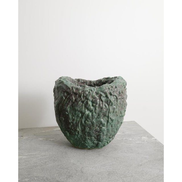 Swedish Contemporary Green Stoneware Vase Sculpture by Mårten Medbo, 2009 For Sale - Image 9 of 9