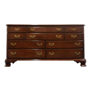 Ethan Allen Georgian Court Solid Cherry Traditional Style 66" Ten Drawer Triple Dresser 11-5213 For Sale