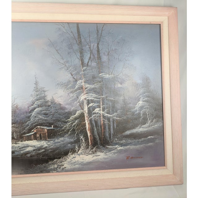 Vintage R. Scott Signed Winter Landscape Original Oil on Canvas, Framed For Sale In New York - Image 6 of 18