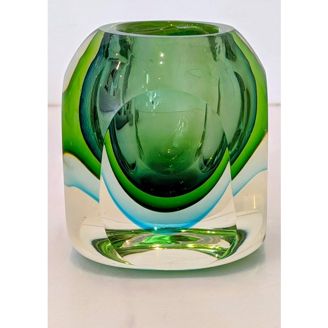 Vintage Green and Blue Murano Sommerso Vase For Sale - Image 4 of 8