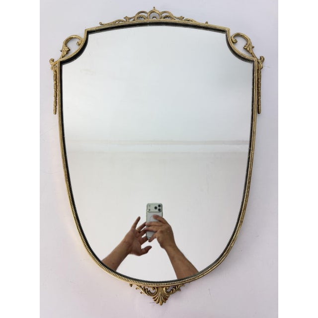 Brass Wall Mirror in the style of Gio Ponti, 1950 For Sale - Image 9 of 9